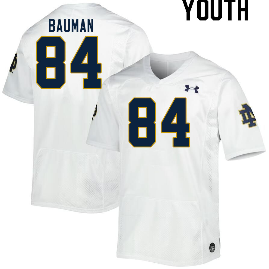 Youth #84 Kevin Bauman Notre Dame Fighting Irish College Football Jerseys Stitched-White